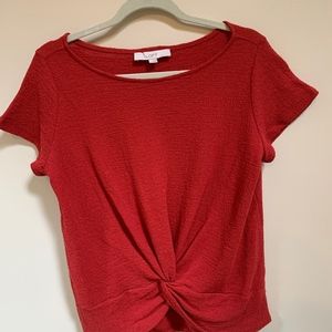 Red Loft Crepe Knit Top